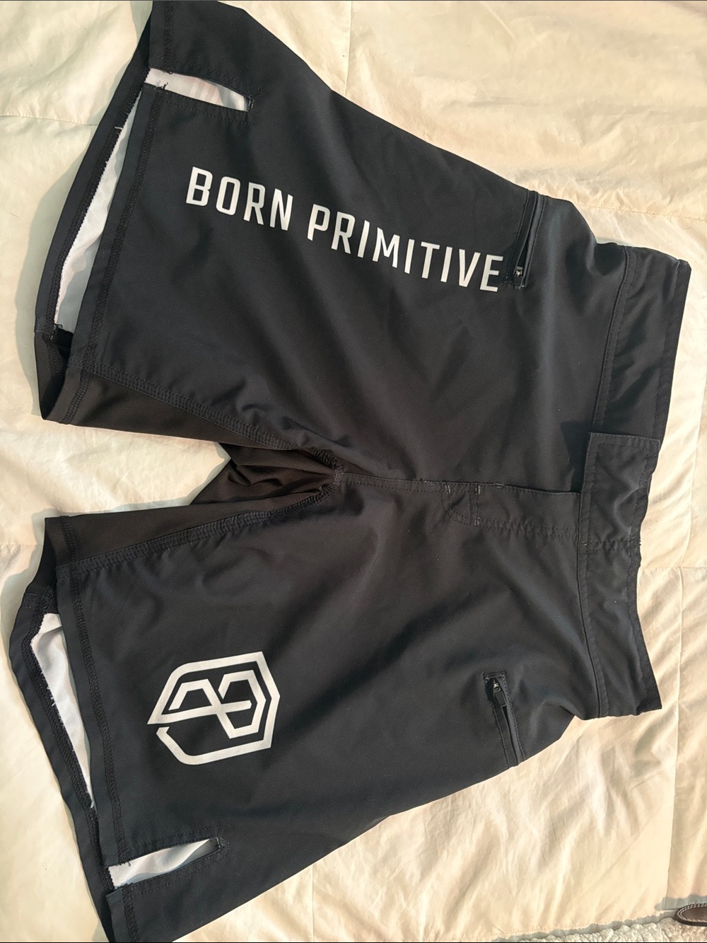 Born Primitive Black Athletic Training Shorts with White Logo